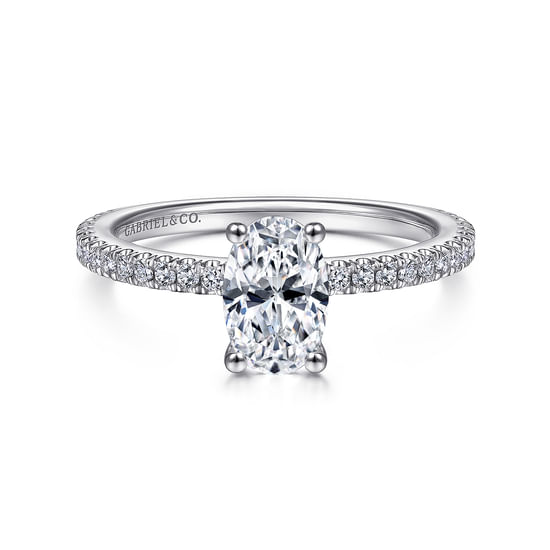 Gabriel - 14K White Gold Oval Diamond Engagement Ring