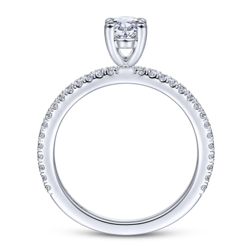 14K White Gold Oval Diamond Engagement Ring