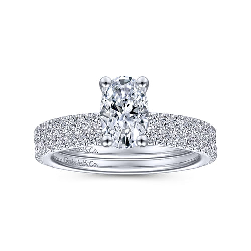 14K White Gold Oval Diamond Engagement Ring