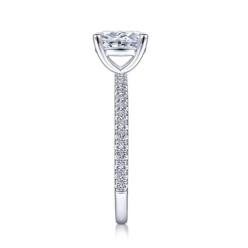 14K White Gold Oval Diamond Engagement Ring