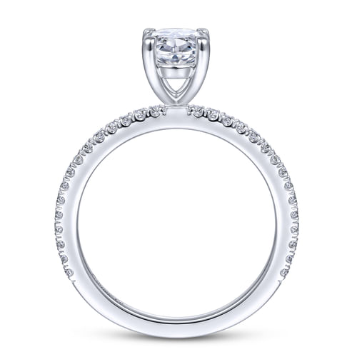 14K White Gold Oval Diamond Engagement Ring