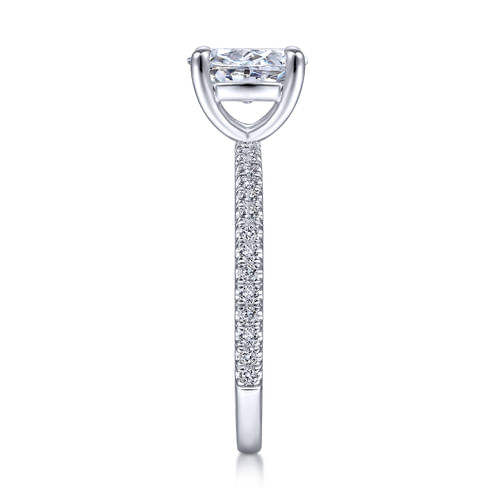 14K White Gold Oval Diamond Engagement Ring
