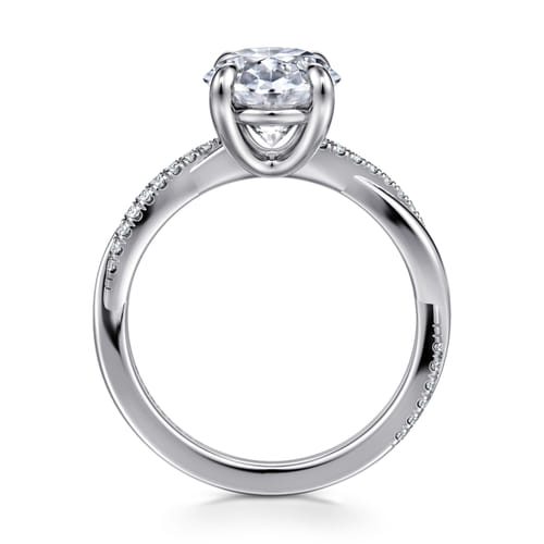 14K White Gold Oval Diamond Engagement Ring