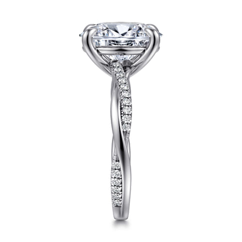 14K White Gold Oval Diamond Engagement Ring
