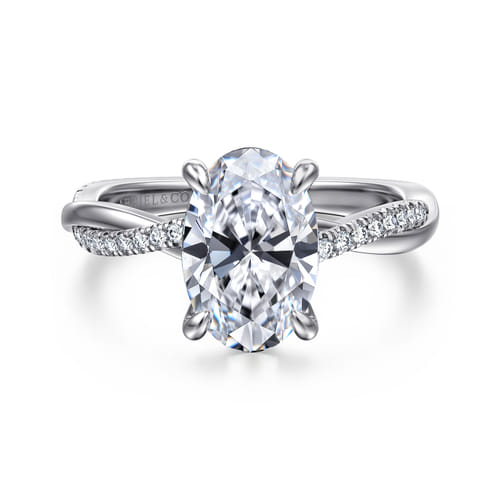 14K White Gold Oval Diamond Engagement Ring