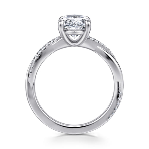 14K White Gold Oval Diamond Engagement Ring