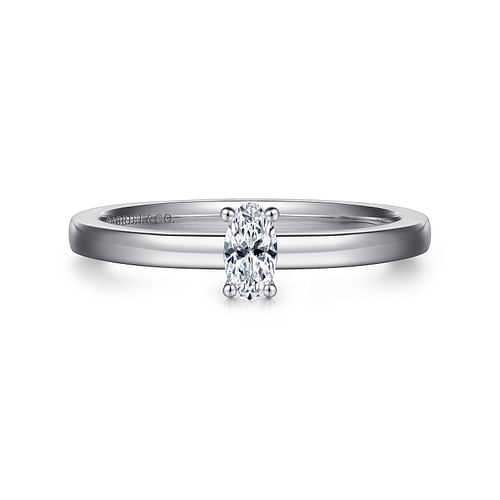 14K White Gold Oval Diamond Engagement Ring