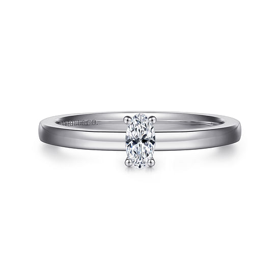 Gabriel - 14K White Gold Oval Diamond Engagement Ring