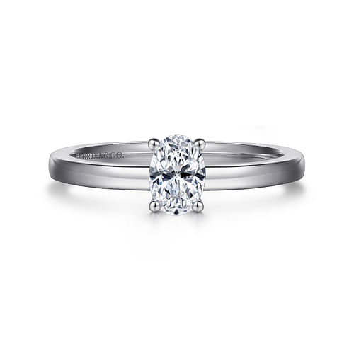 14K White Gold Oval Diamond Engagement Ring