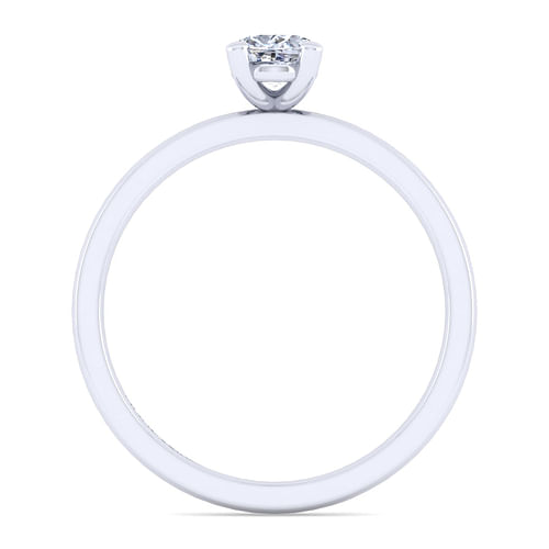 14K White Gold Oval Diamond Engagement Ring