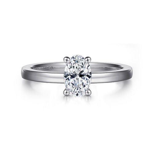 14K White Gold Oval Diamond Engagement Ring