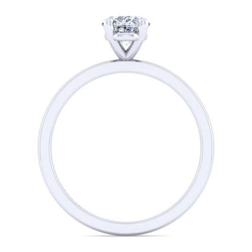 14K White Gold Oval Diamond Engagement Ring
