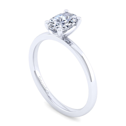 14K White Gold Oval Diamond Engagement Ring