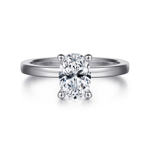 14K White Gold Oval Diamond Engagement Ring