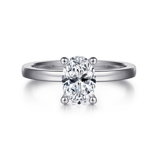 Gabriel - 14K White Gold Oval Diamond Engagement Ring