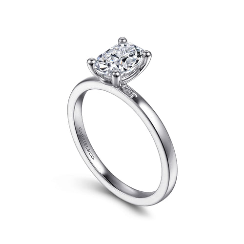14K White Gold Oval Diamond Engagement Ring