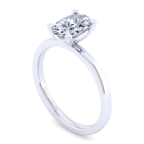 14K White Gold Oval Diamond Engagement Ring