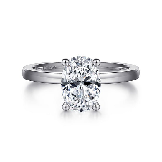 Gabriel - 14K White Gold Oval Diamond Engagement Ring