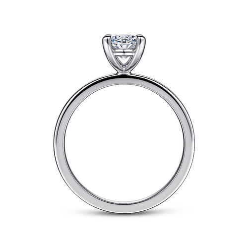 14K White Gold Oval Diamond Engagement Ring