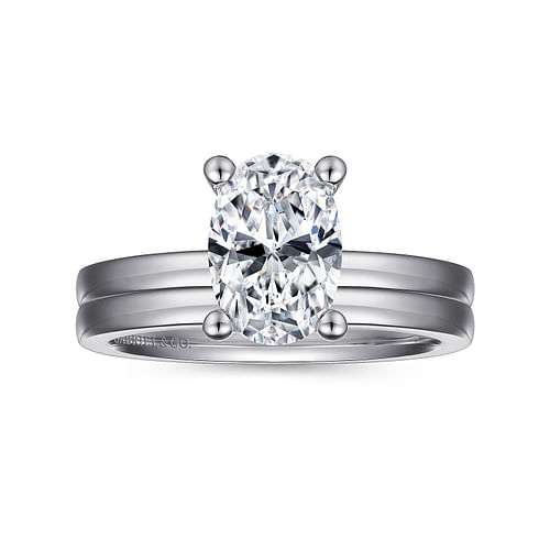 14K White Gold Oval Diamond Engagement Ring