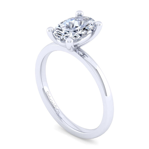 14K White Gold Oval Diamond Engagement Ring