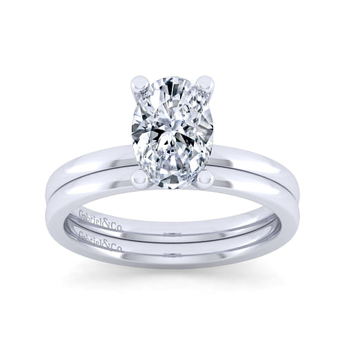 14K White Gold Oval Diamond Engagement Ring