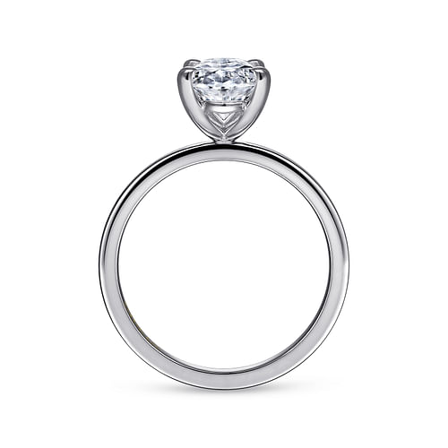 14K White Gold Oval Diamond Engagement Ring