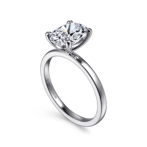 14K White Gold Oval Diamond Engagement Ring