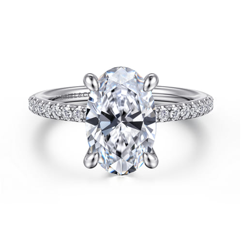 14K White Gold Oval Diamond Engagement Ring