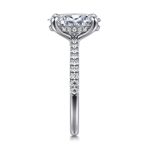 14K White Gold Oval Diamond Engagement Ring
