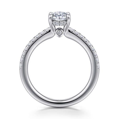 14K White Gold Oval Diamond Engagement Ring