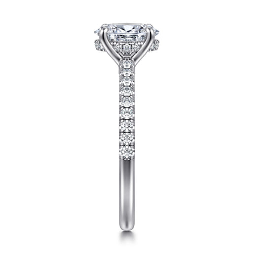 14K White Gold Oval Diamond Engagement Ring