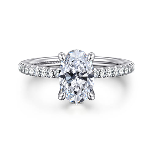 14K White Gold Oval Diamond Engagement Ring