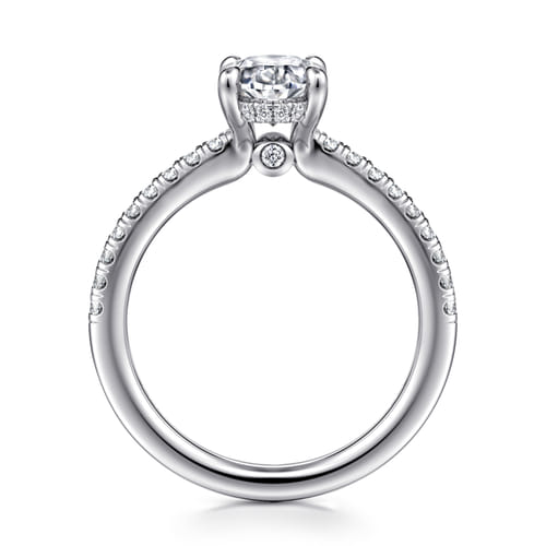 14K White Gold Oval Diamond Engagement Ring