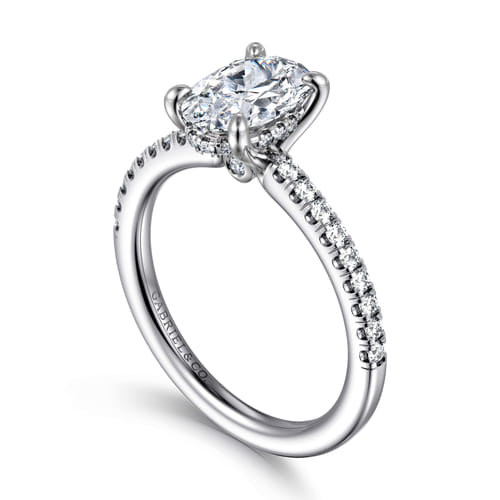 14K White Gold Oval Diamond Engagement Ring