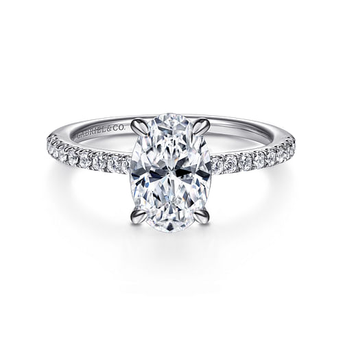 14K White Gold Oval Diamond Engagement Ring