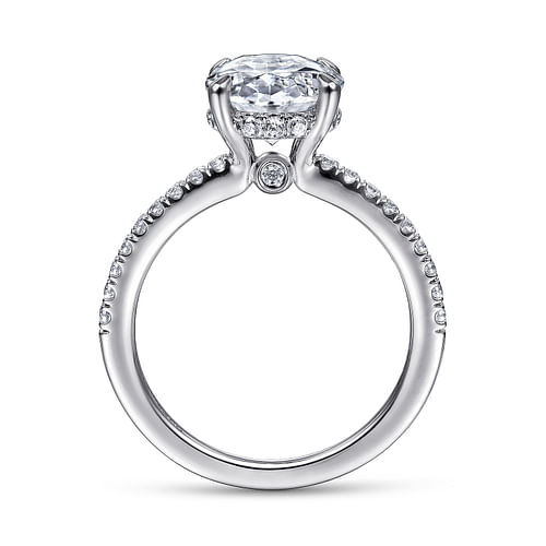 14K White Gold Oval Diamond Engagement Ring