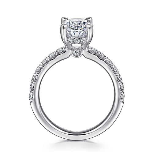 14K White Gold Oval Diamond Engagement Ring