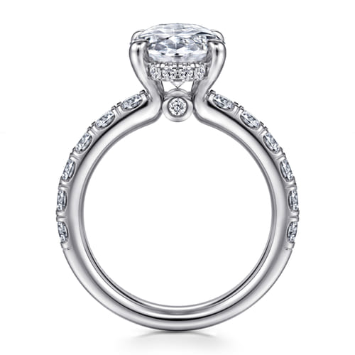 14K White Gold Oval Diamond Engagement Ring