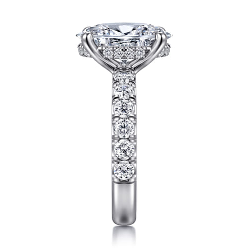 14K White Gold Oval Diamond Engagement Ring