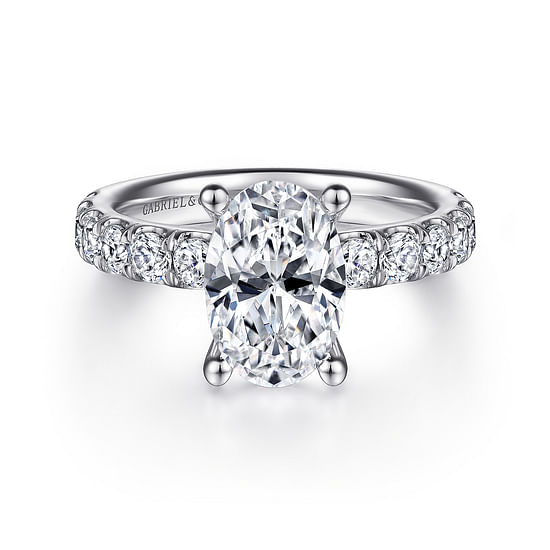 Gabriel - 14K White Gold Oval Diamond Engagement Ring