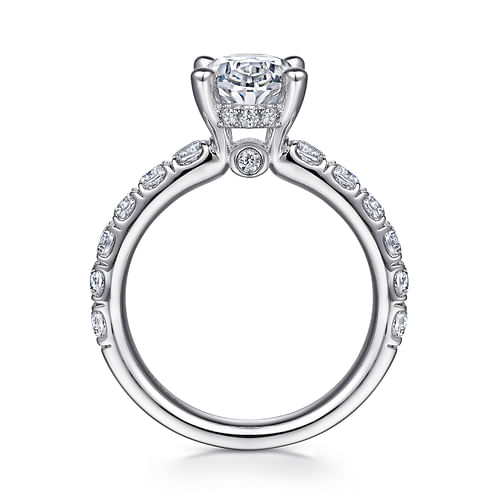 14K White Gold Oval Diamond Engagement Ring