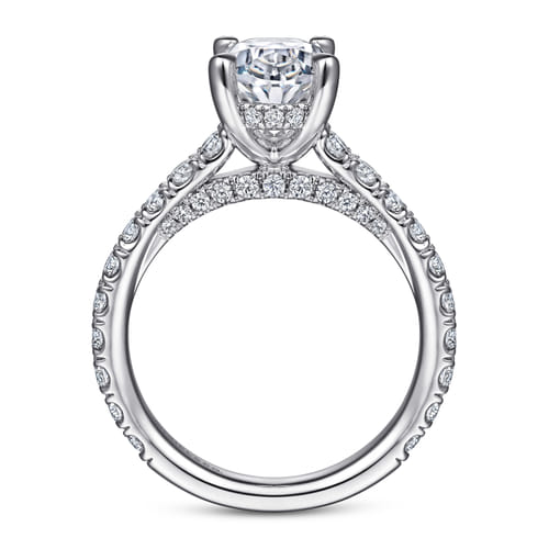 14K White Gold Oval Diamond Engagement Ring