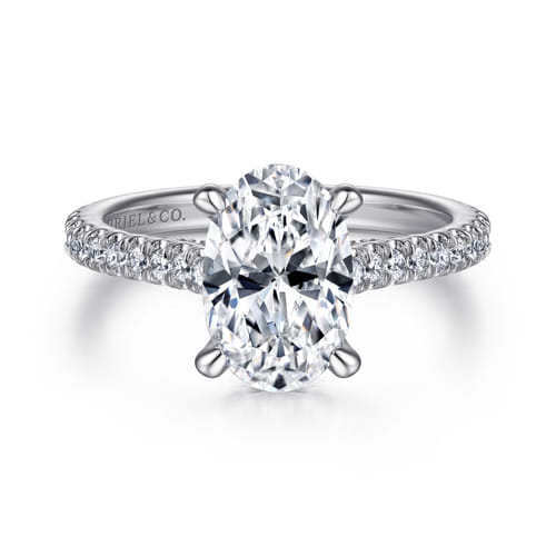14K White Gold Oval Diamond Engagement Ring