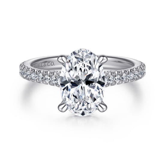 Gabriel - 14K White Gold Oval Diamond Engagement Ring