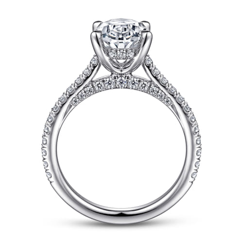 14K White Gold Oval Diamond Engagement Ring