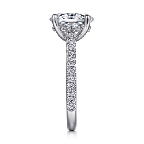 14K White Gold Oval Diamond Engagement Ring