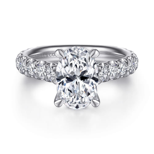 14K White Gold Oval Diamond Engagement Ring