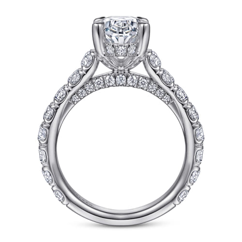 14K White Gold Oval Diamond Engagement Ring