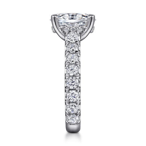 14K White Gold Oval Diamond Engagement Ring
